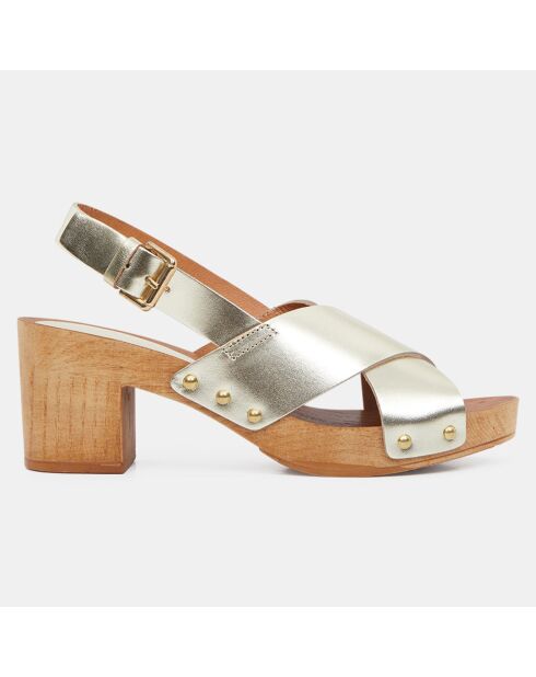 Sandali con zoccolo in pelle dorata - Tacco 7 cm