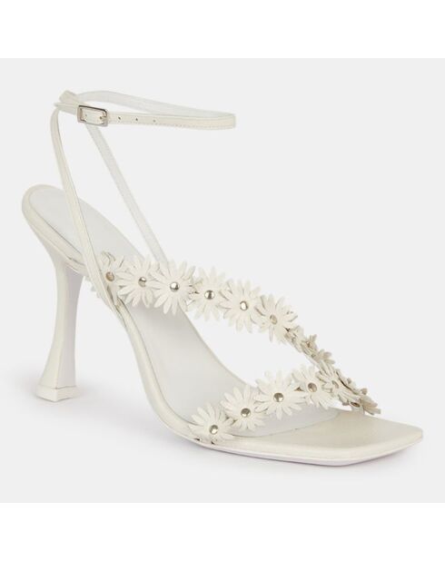 Weiße Ledersandalen - 9 cm Absatz