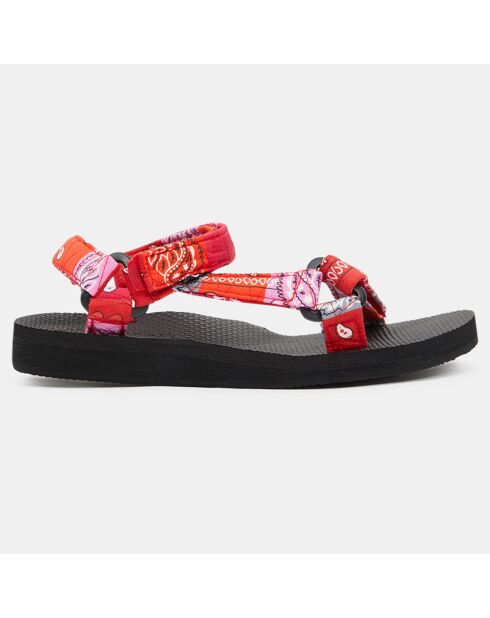 Sandales Quilt Trekky rouge/rose/noir