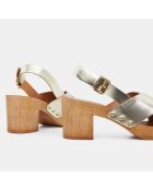 Sandales sabot en Cuir dorées - Talon 7 cm