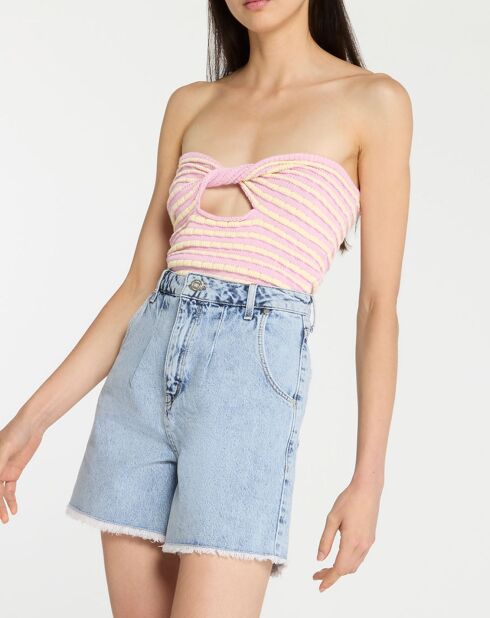 Top bustier en Maille de Coton Margaret jaune/violet