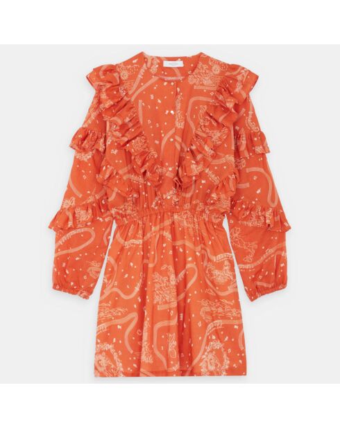 Mini-jurk met oranje print