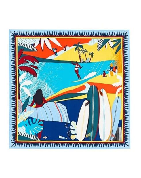 Foulard carré Mini Surfi à motif bleu