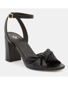 Sandales en Cuir ornées d'un nœud noires - Talon 7,5 cm