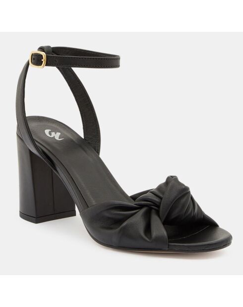 Sandales en Cuir ornées d'un nœud noires - Talon 7,5 cm