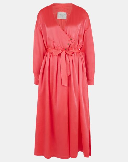 Robe longue 100% Soie Abito rose
