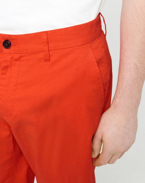 Bermuda en Coton & Lin Regular Fit Muberlin rouge orangé