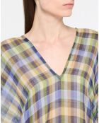Robe poncho de plage Élia en Coton bio Chroma bleu/vert