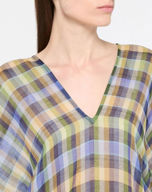 Robe poncho de plage Élia en Coton bio Chroma bleu/vert