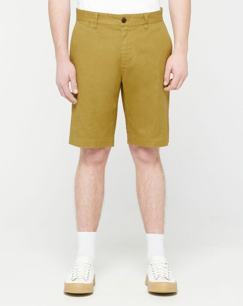 Muberlin Bermudashorts in normaler Passform aus Baumwolle und Leinen, khaki