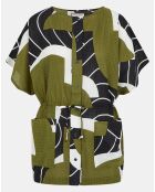 Top Frida en Coton Murmure Mousse vert/noir