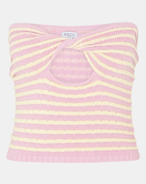 Top bustier en Maille de Coton Margaret jaune/violet