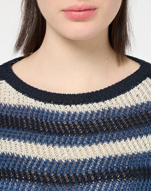 Pull 100% Lin Gentile bleu/multicolore