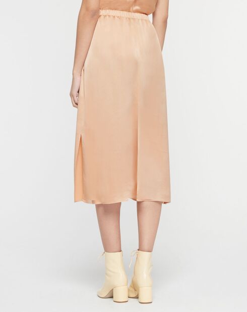 Jupe 100% Soie Gonna Elastico rose poudre