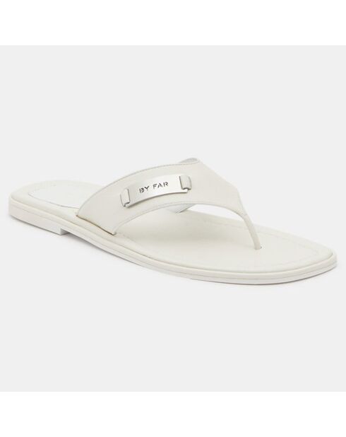 Weiße Flip Flops aus Leder