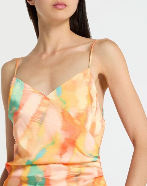 Langes Kleid Clem mit orangem Fantasy-Print