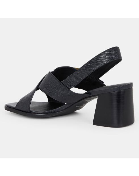 Sandales en Cuir à bout carré et boucle noires - Talon 6 cm