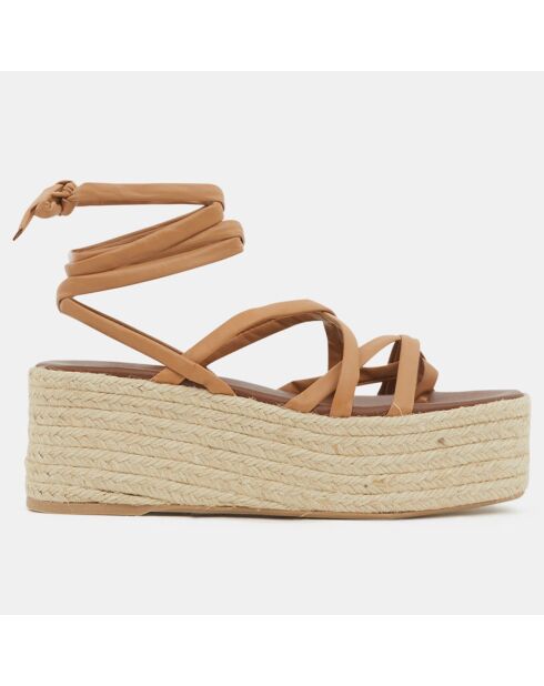 Paw Paw Sandalen aus Kamelleder, 7 cm Absatz