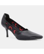 Escarpins en Cuir Mo noir/rouge - Talon 7,5 cm