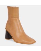 Boots en Cuir beiges - Talon 7 cm