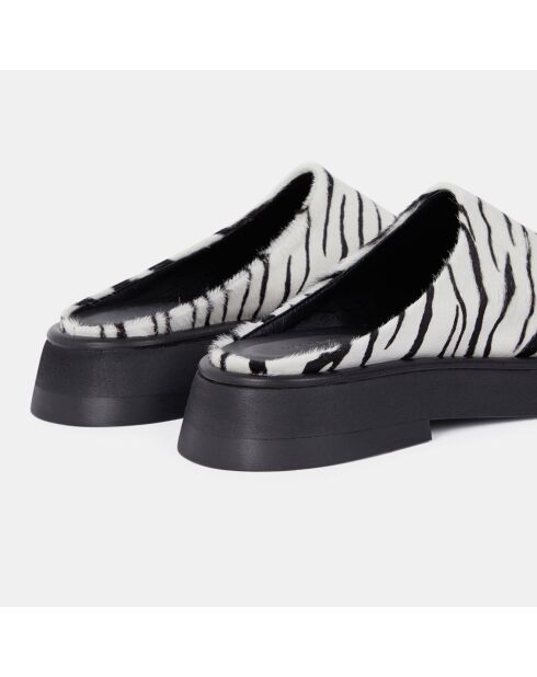 Mules sabots en poils ras noir/blanc