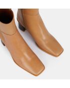 Boots en Cuir beiges - Talon 7 cm