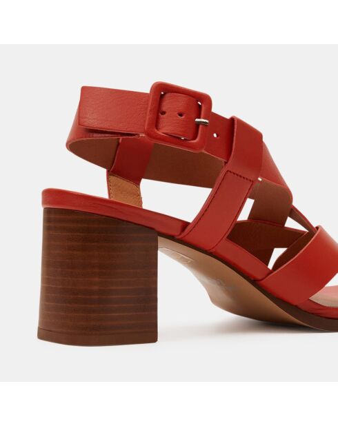 Sandales en Cuir à brides croisées orange - Talon 5,5 cm