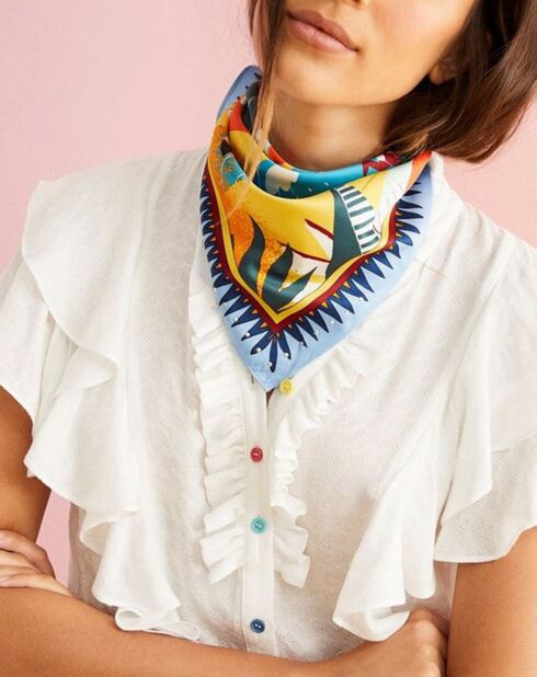 Foulard carré Mini Surfi à motif bleu