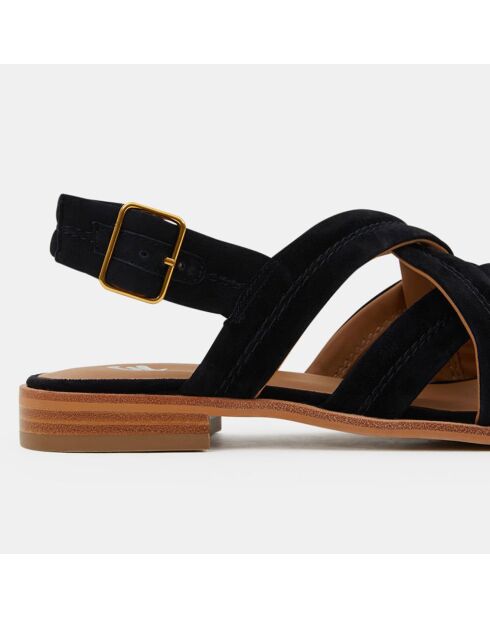 Zwarte fluwelen leren kruissandalen