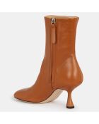 Bottines en Cuir marron - Talon 7 cm