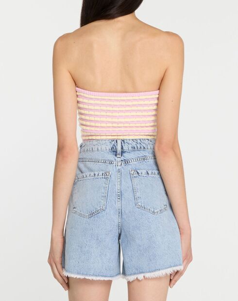Top bustier en Maille de Coton Margaret jaune/violet