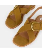 Sandales en Velours de Cuir à boucle kaki