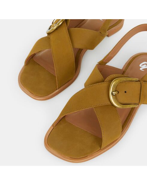 Sandales en Velours de Cuir à boucle kaki