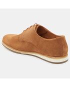 Derbies basses en Velours de Cuir camel