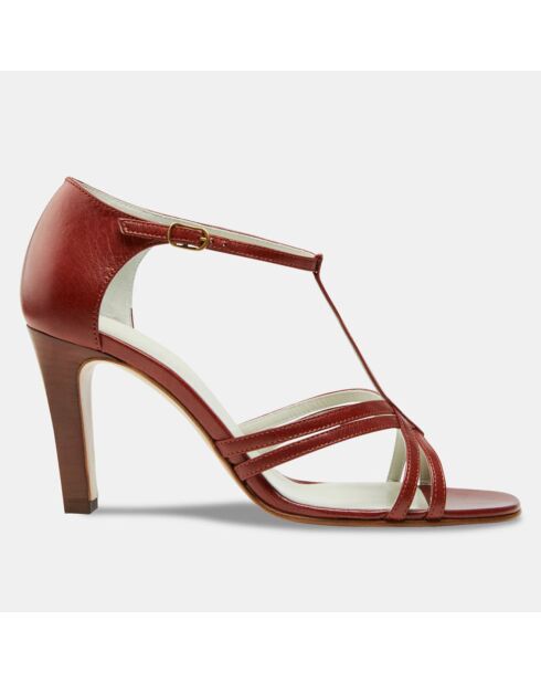 Selayn Dunkelrote Ledersandalen - 8 cm Absatz