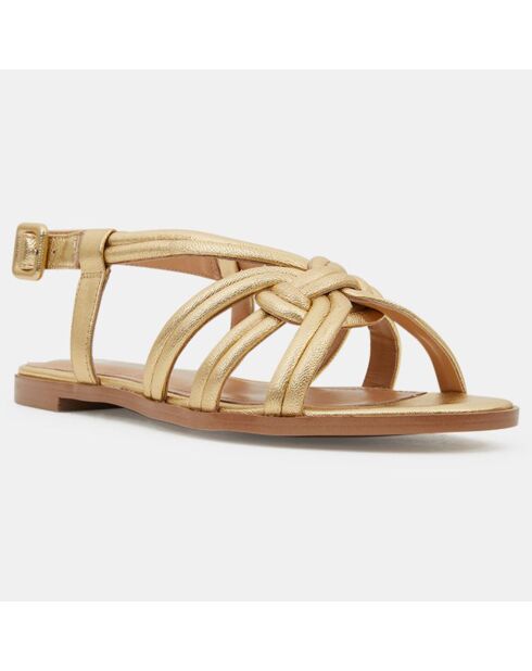 Sandales en Cuir à brides croisées dorées