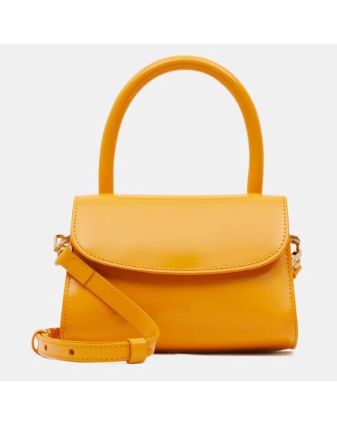 Sac à main mini en Cuir Semi Patent Léa orange - 10,5x16,5x7 cm