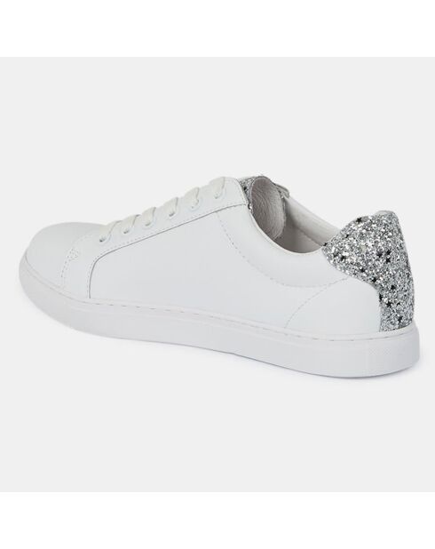 Sneakers Simone in pelle bianca/argento/rosa