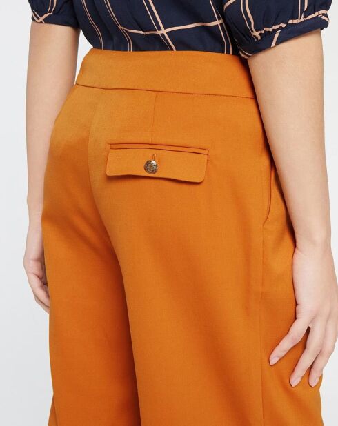 Pantaloni larghi in misto lana arancioni Amor Marin