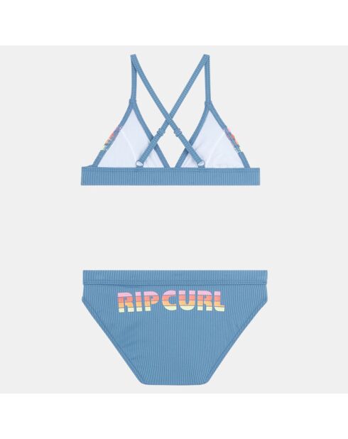 Maillot de bain 2 Pièces croisé dos bleu canard