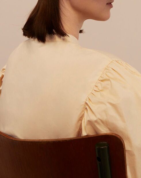 Hellgelbes Pawel Hemd aus Baumwollpopeline