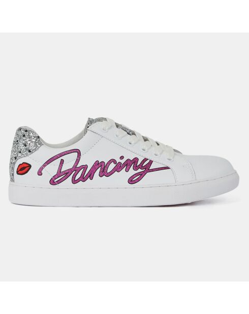 Sneakers Simone in pelle bianca/argento/rosa