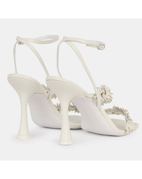 Weiße Ledersandalen - 9 cm Absatz