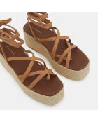 Sandales en Cuir Paw Paw camel - Talon 7 cm