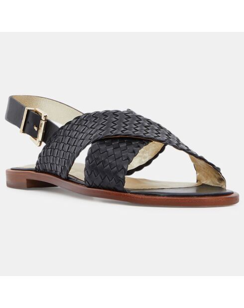Sandales en Cuir tressé à brides croisées noires