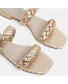 Mules plates en Cuir brides tressées dorées