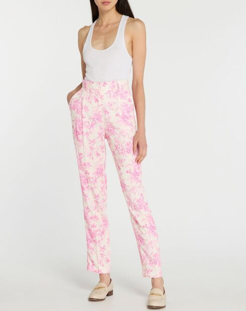Pantalon Pirandello rose/écru