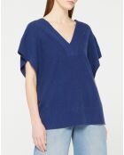 Pull 100% Cachemire Folie manches courtes bleu foncé