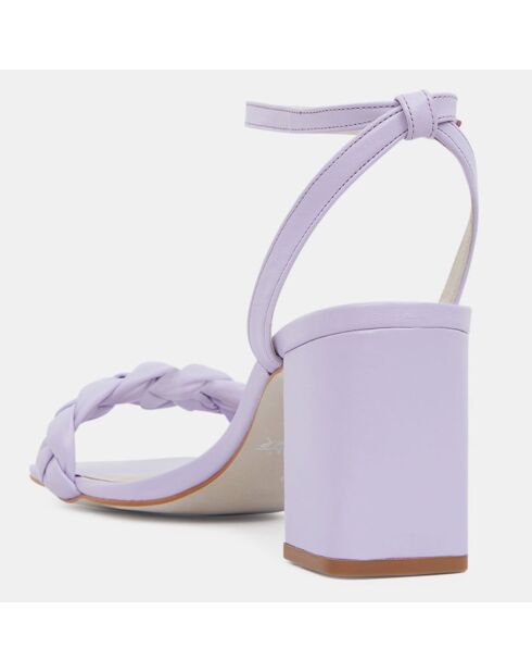 Lichtpaarse leren sandalen met gevlochten band - Hak 7 cm