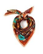 Foulard carré Medium à motif orange/turquoise